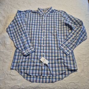 IZOD men's 16 34-35 button down plaid long sleeve shirt, NWT